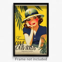 French Movie Poster - Girl Feeling Content, Well Off Peaked Cap (Art Print)