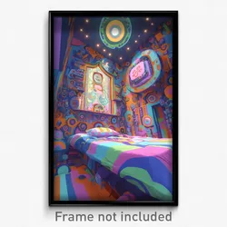 Art Poster - Dazzling Hotel Room (Psychedelic Trippy Weird 11x17 Cartoon Print)