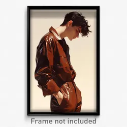 Art Poster - Man Feeling Self Critical Wearing Glossy Jumpsuit (Print)