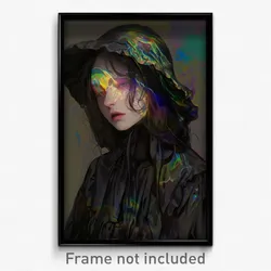 Art Poster - Girl Feeling Dread Wearing Angelic Bowl Hat (Print)