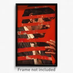 Bollywood Movie Poster - Man Feeling Resignation, Wobbly Striped Ribbon (Print)