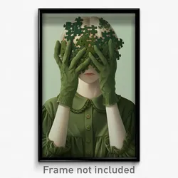 Anime Art Poster - Woman Feeling Panicked Wearing Worldly Green Gloves (Print)