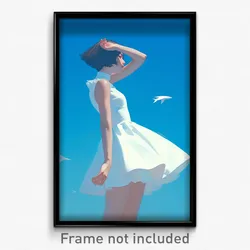 Art Poster - Regal Blue Tang Feeling Helpless Wearing Meaty White Dress
