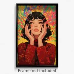 Thai Movie Poster - Girl Feeling Exasperated, Drab Red Coat (Thailand Art Print)