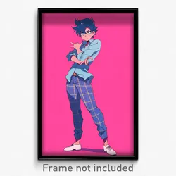 Anime Art Poster - Boy Feeling Bitter Wearing Posh Checkered Clothes (Print)