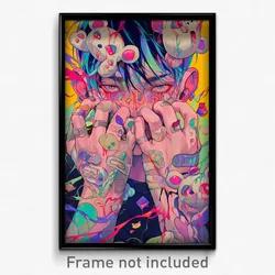 Anime Art Poster - Boy Feeling Strong Wearing Wiry Mismatched Gloves (Print)