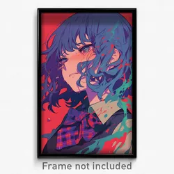 Movie Art Poster - Girl Feeling Disappointment, Artistic Checkered Necktie