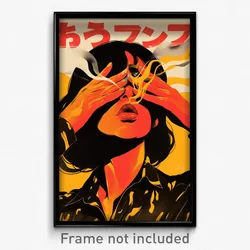 Brazilian Movie Poster - Woman Feeling Confident, Animated Red Mittens (Print)