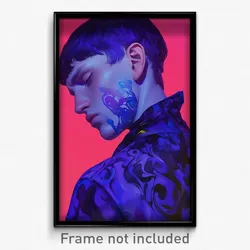 Art Poster - Man Feeling Tension Wearing Odd Purple (Print)
