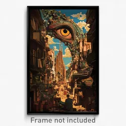 Hebrew Movie Poster - Gloomy Barcelona (Israel Psychedelic Art Retro Film Print)