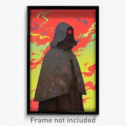 Art Poster - Woman Feeling Sympathy Wearing Tremendous Grey Capelet (Print)