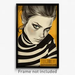 German Movie Poster - Girl Feeling Bored, Taut Striped Sweater (Art Print)