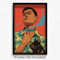 Indonesian Movie Poster - Man Feeling Cheeky, Ambitious Blue Choker (Art Print)