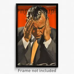 Greek Movie Poster - Man Feeling Suspense, Bronze Yellow Necktie (Art Print)