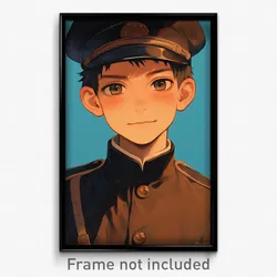 Anime Art Poster - Boy Feeling Satisfaction, International Military Uniform