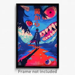 Japanese Movie Poster - Boy Feeling Grouchiness, Rectangular Blue Cape (Print)