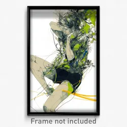 Art Poster - Girls Feeling Despair Wearing Invincible Green Shorts