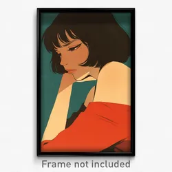French Movie Poster - Girl Feeling Unhappy, Stunning Red Sleeves (Art Print)