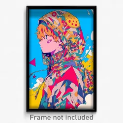 Anime Art Poster - Boy Feeling Alarm Wearing Pretty Hooded Cloak (Print)