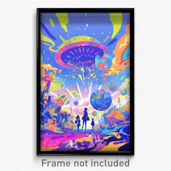Art Poster - Antique Festival (Psychedelic Trippy Weird 11x17 Cartoon Print)