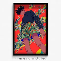 Anime Art Poster - Boy Feeling Serenity Wearing Extra Large Green Shorts (Print)