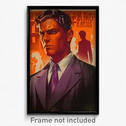 Brazilian Movie Poster - Man Feeling Relieved, Silky Purple Necktie (Art Print)