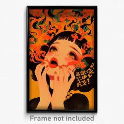 Mexican Movie Poster - Girl Feeling Disbelief, Elaborate Red Ribbon (Art Print)