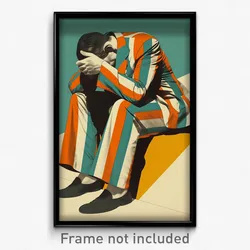 Icelandic Movie Poster - Man Feeling Dejection, Multicolored Striped (Art Print)