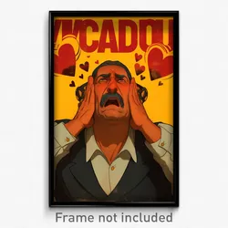 Spanish Movie Poster - Man Feeling Anger, Rectangular Heart Earrings (Art Print)