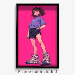 Anime Art Poster - Girl Feeling Anger Wearing Scientific Sneakers (Print)