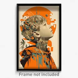 Movie Art Poster - Boy Feeling Kind, Advanced Orange Hoodie (Retro Film Print)