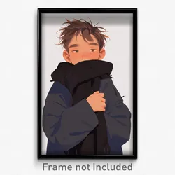 Art Poster - Boy Feeling Isolated, Comfortable Black Neckerchief (Art Print)