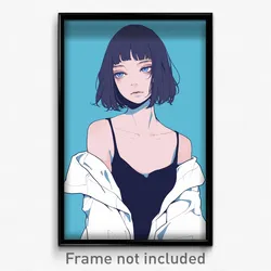Art Poster - Girl Feeling Bored Wearing Immaterial White Vest (Art Print)