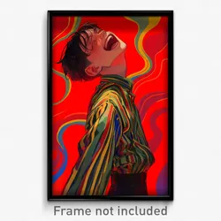 Art Poster - Boy Feeling Glee Wearing Outstanding Vertical Striped (Print)
