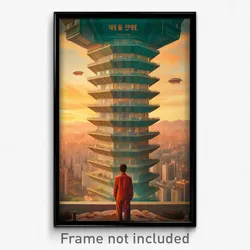 Korean Movie Poster - Square Futuristic Architecture (Korea Film Art Print)