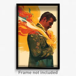 Bollywood Movie Poster - Man Feeling Strong, Precious Yellow Scarf (Art Print)