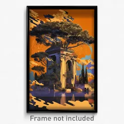Greek Movie Poster - Damaged Chateau (Greece Psychedelic Art Retro Film Print)