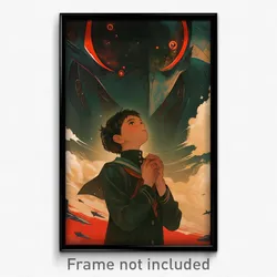 Movie Art Poster - Boy Feeling Mystified, Wavy Green Sailor Collar (Film Print)