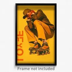 German Movie Poster - Man Feeling Melancholy, Urban Roller Skates (Art Print)