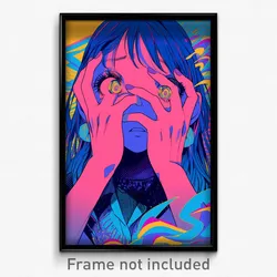 Anime Art Poster - Woman Feeling Scorn Wearing Warlike Blue Scrunchie (Print)