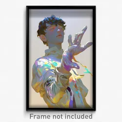 Art Poster - Boy Feeling Unsure Wearing Outlandish White Gloves (Art Print)