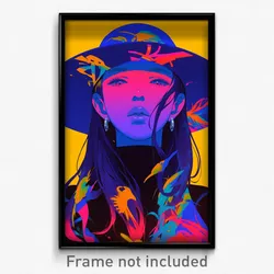 Anime Art Poster - Girl Feeling Thrilled Wearing Glaring Hat Ornament (Print)