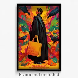 Greek Movie Poster - Woman Feeling Panicked, Yellow Grocery Bag (Art Print)