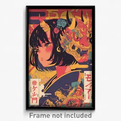 Japanese Movie Poster - Girl Feeling Annoyed, Scholarly Vertical Striped (Print)