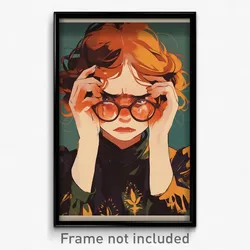 German Movie Poster - Girl Feeling Frustrated, Gloomy Brown Framed Eyewear