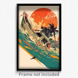 Spanish Movie Poster - Damaged Boat (Spain Psychedelic Art Retro Film Print)