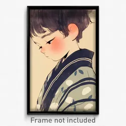 Anime Art Poster - Boy Feeling Baffled Wearing Exotic White Outline (Print)