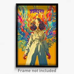 Hebrew Movie Poster - Girl Feeling Negative, Shadowy White Suit (Art Print)