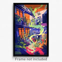 Art Poster - Wiry Almshouse (Psychedelic Trippy Weird 11x17 Cartoon Print)