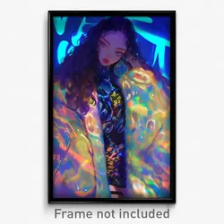 Anime Art Poster - Girl Feeling Rattled Wearing Fabulous Fur Cloak (Print)